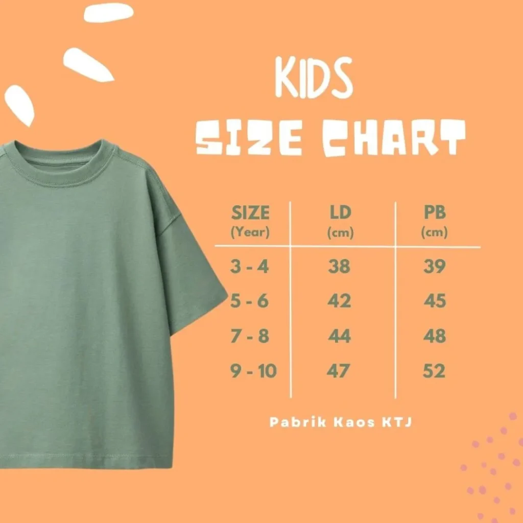 Size Chart Kaos Anak